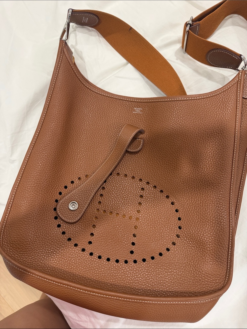 Hermes Brown Evelyne Leather Crossbody Bag - Picture 11 of 13